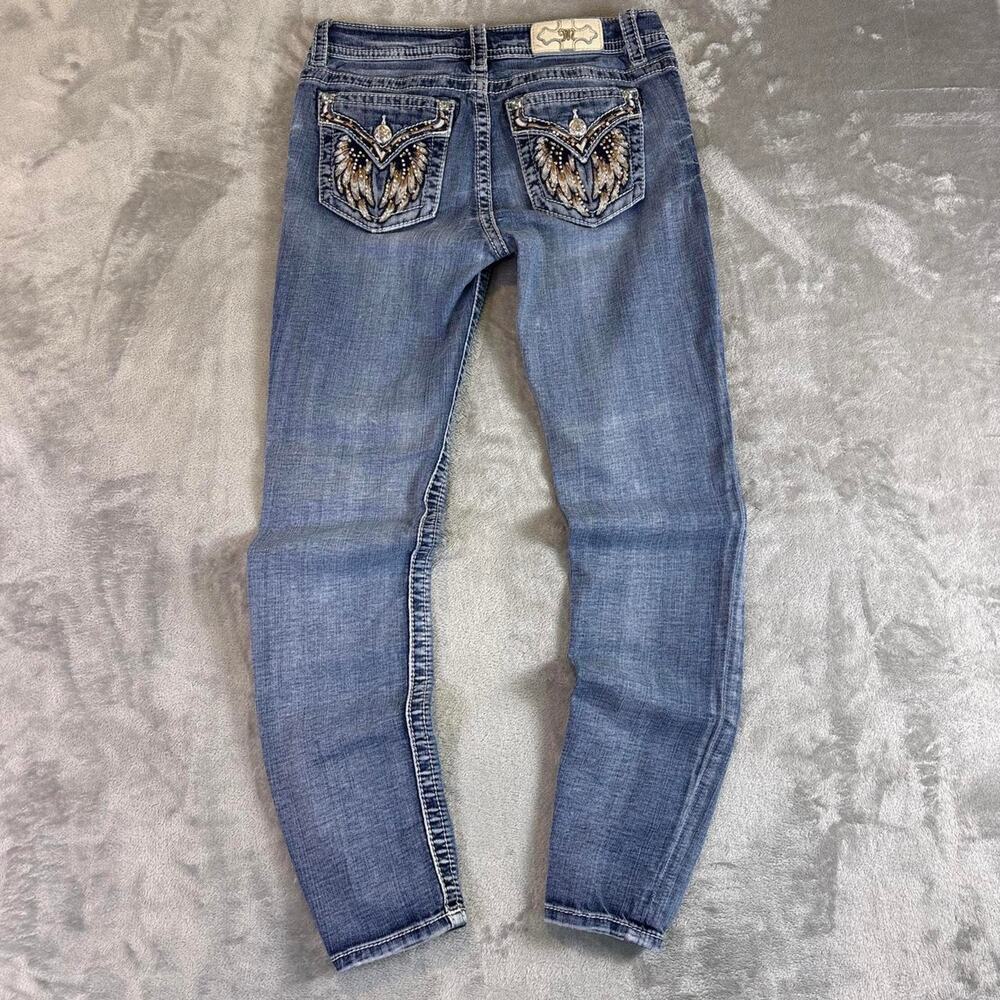 Y2K Miss Me Skinny Jeans Womens Size 27 Embellished Pocket Denim Pants